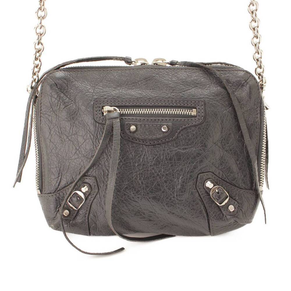 Balenciaga Leather Chain Shoulder Bag Gray